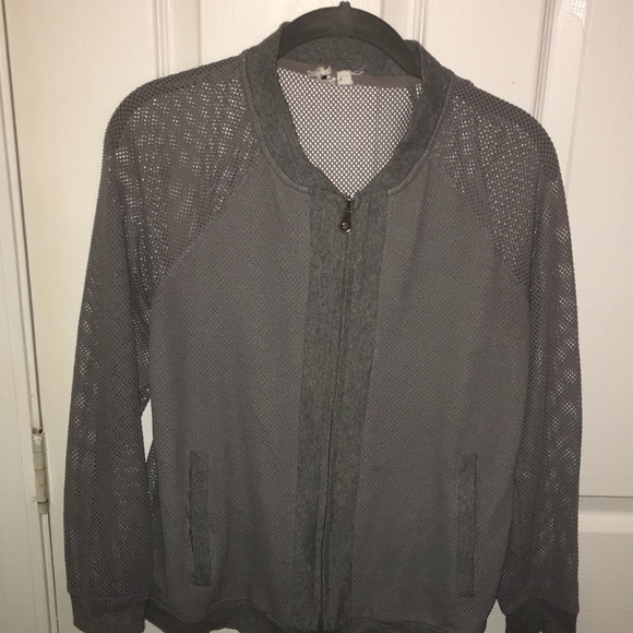 Long Sleeve Full Zip Mesh Bomber Jacket - Picture 2 of 3